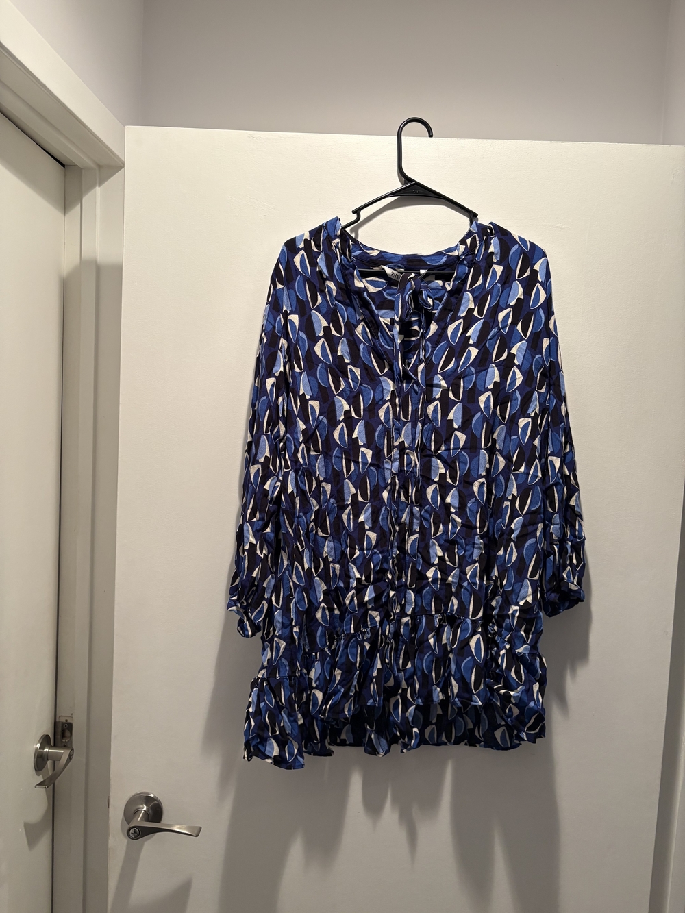 Zara Blue and White Patterned Dress